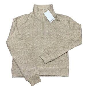 Splendid Collection Mens XS Quarter Zip Sweater Light Brown Chevron NEW